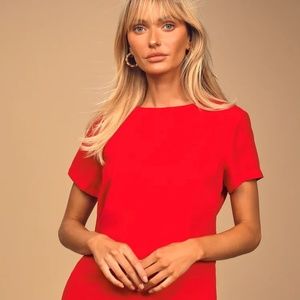 Lulus Shift and Shout Red Shift Dress